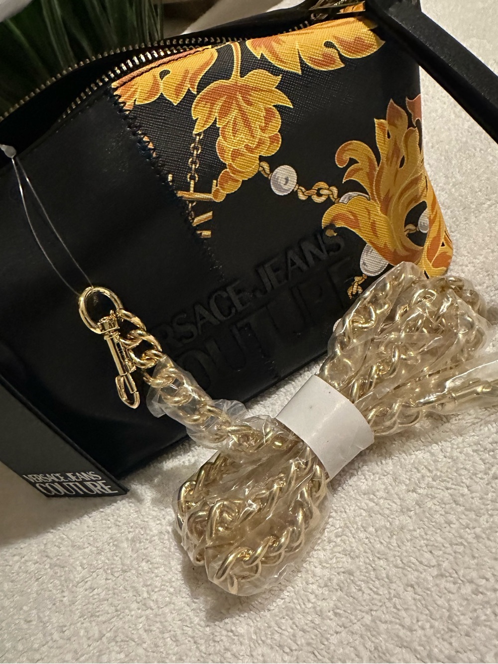 NWT Versace Jeans Couture Baroque Print Shoulder Bag w/ Chain & COA - Picture 8 of 12